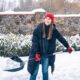 young woman cleans snow yard snowy weather 80x80